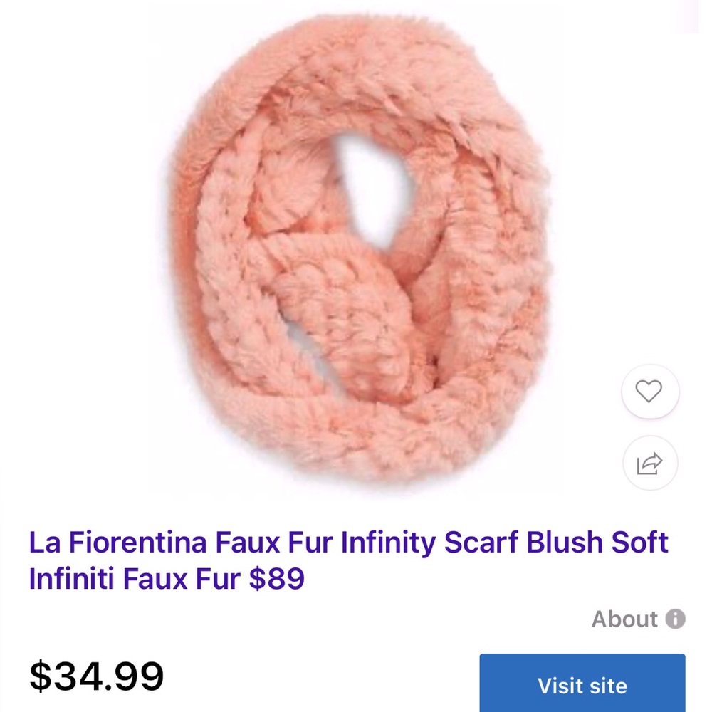 NWOT . . .  La Fiorentina Faux Fur Infinity Scarf  |  Blush
